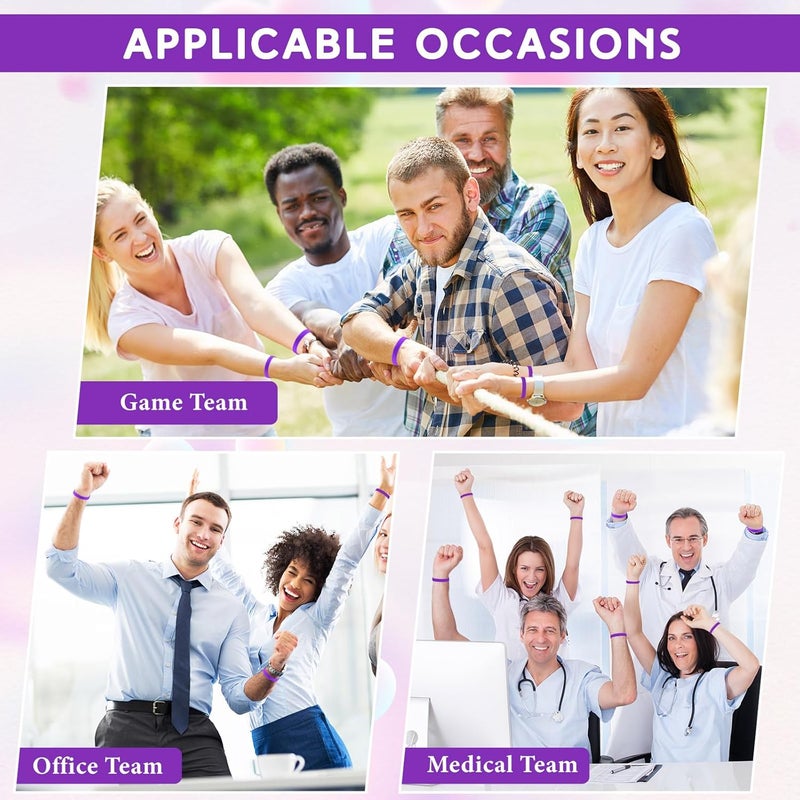 Liliful 50 Pcs Plain Silicone Rubber Bracelets Elastic Rubber Wristbands Blank Colored Bracelet Sports Bands for Stretch Wristband Wrist Bands for Women Men Party Gifts(Purple) - Image 4